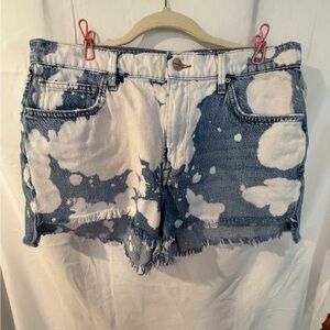 Frame Denim Bleached Blue and White Cutoff Cheeky Jean Shorts